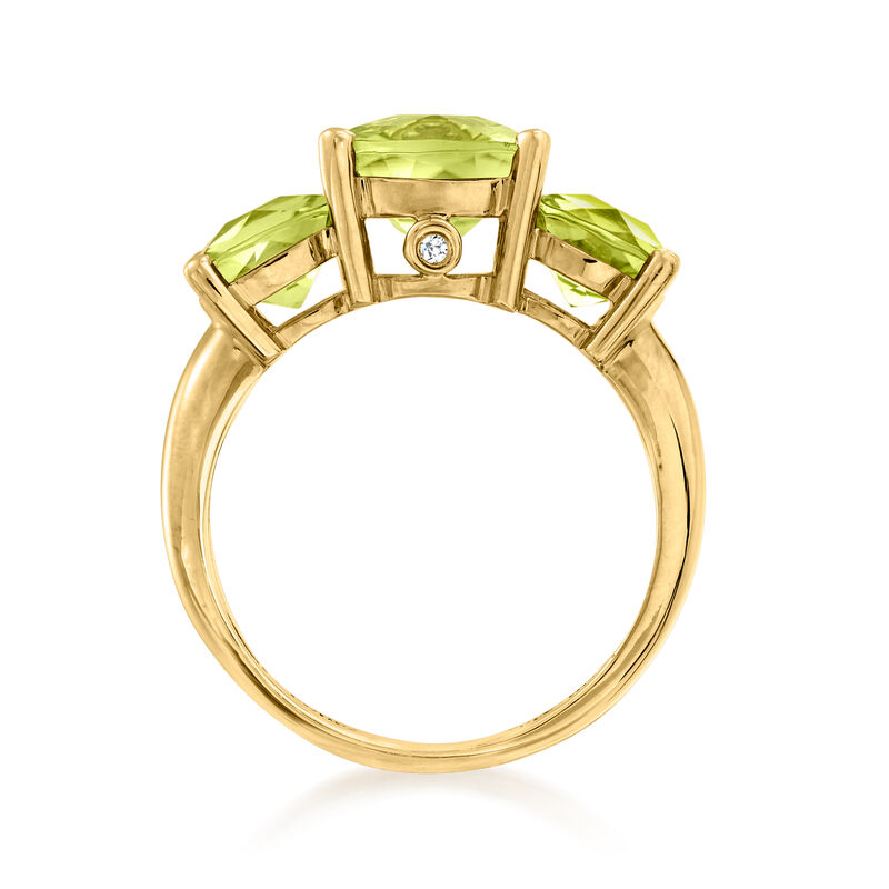 C. 1990 Vintage 3.90 ct. t.w. Peridot Ring with Diamond Accents in 14kt Yellow Gold image number 3