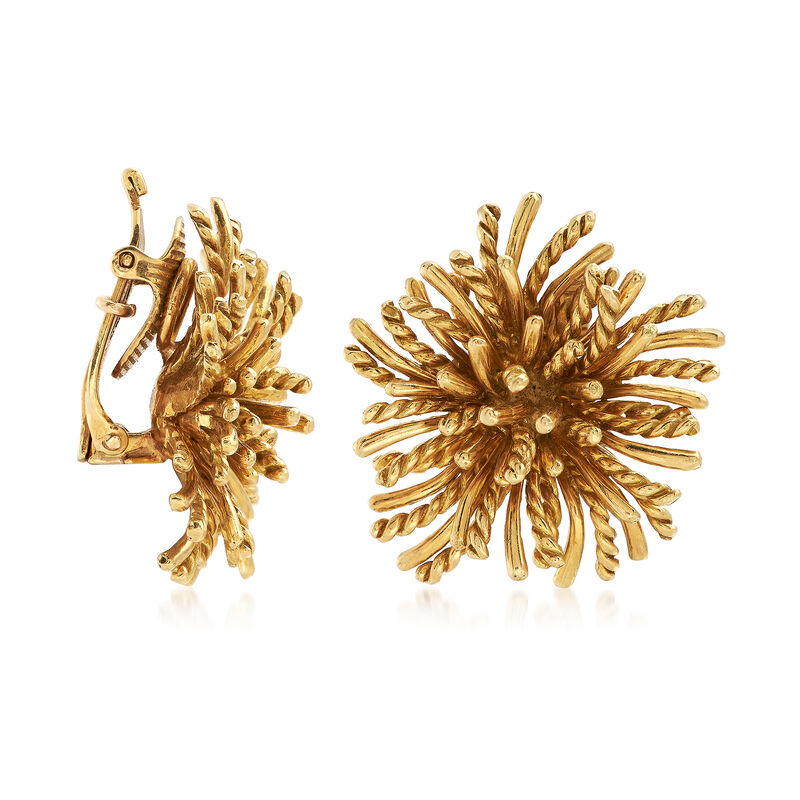 C. 1970 Vintage Tiffany Jewelry 18kt Yellow Gold Starburst Clip-On Earrings image number 2