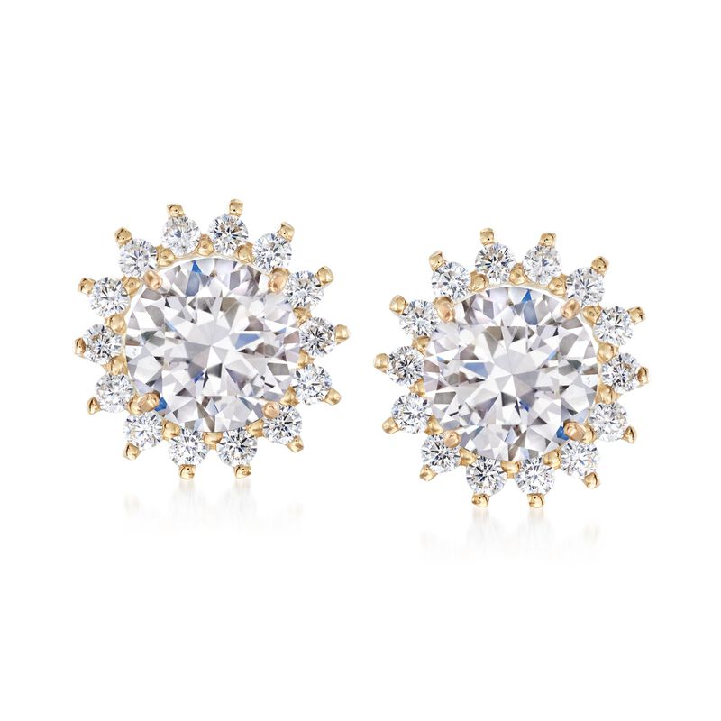 .25 ct. t.w. CZ Starburst Earring Jackets in 14kt Yellow Gold  image number 2