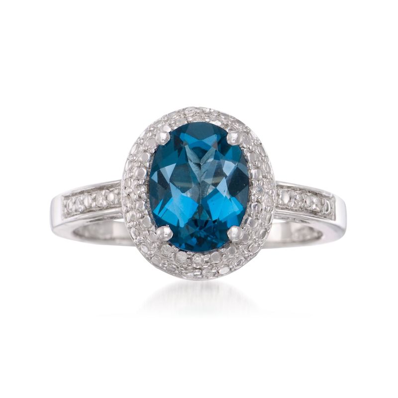 1.80 Carat London Blue Topaz Ring with Diamond Accents in Sterling Silver image number 0