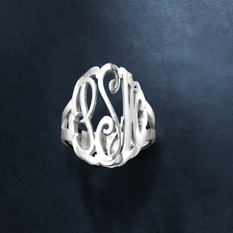 Sterling Silver Personalized Monogram Ring image number 3