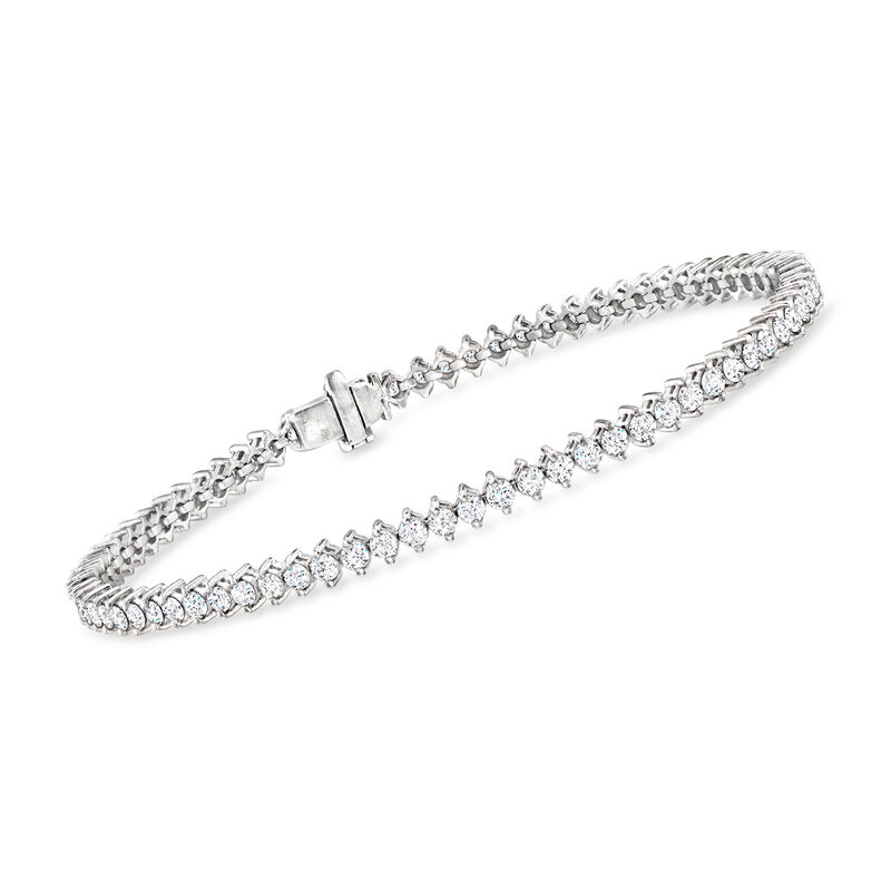 C. 1990 Vintage 3.00 ct. t.w. Diamond Tennis Bracelet in Platinum. 7.25&quot; image number 0