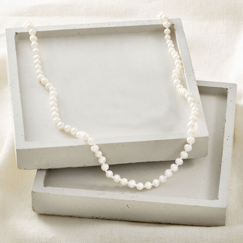 4-4.5mm Cultured Pearl Necklace in 14kt Yellow Gold. 16&quot; image number 2