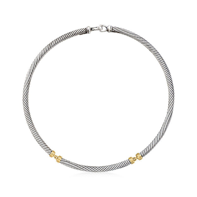 C. 1990 Vintage David Yurman Sterling Silver and 14kt Yellow Gold Cable Necklace image number 0