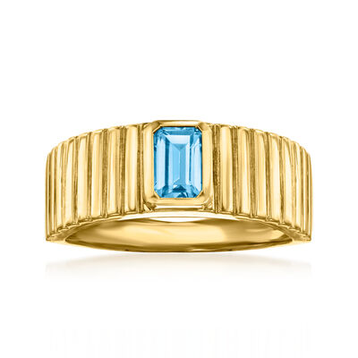 .70 Carat Swiss Blue Topaz Ring in 18kt Gold Over Sterling