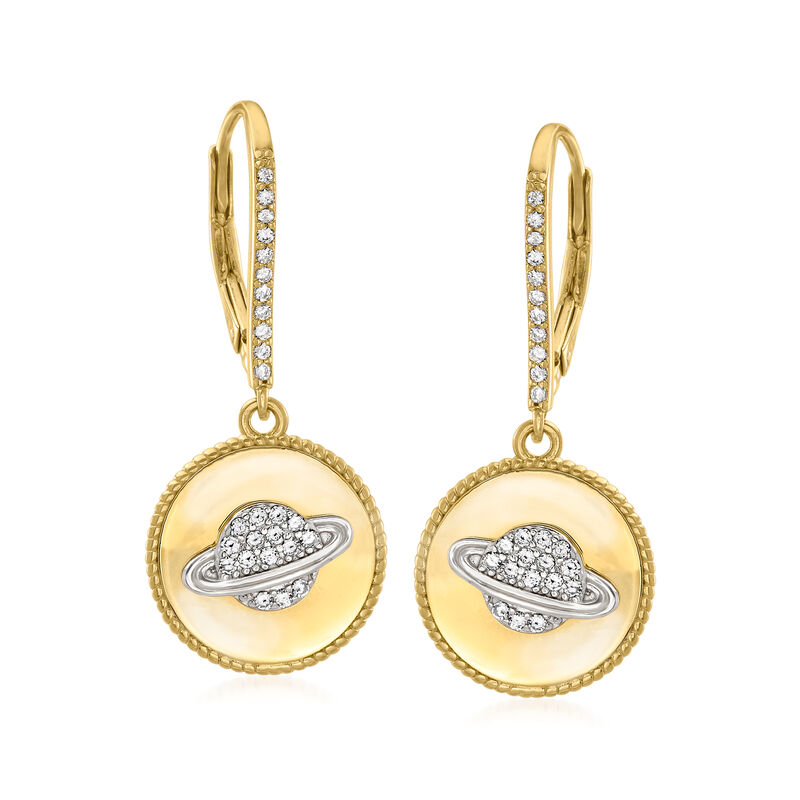 .30 ct. t.w. White Topaz Planet Drop Earrings in 18kt Gold Over Sterling image number 0