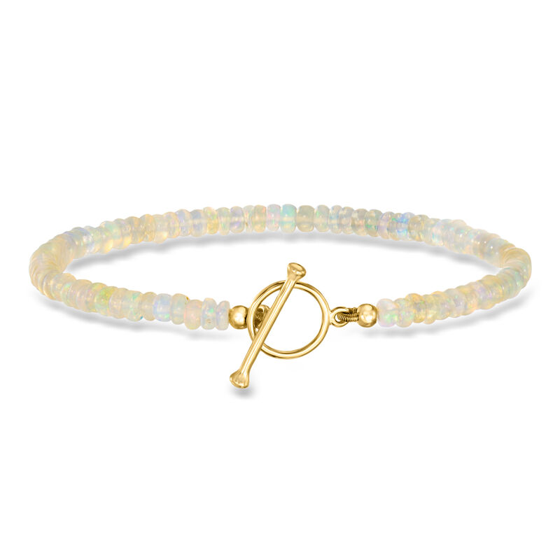 3.5-4mm Opal Bead Charm-Compatible Toggle Bracelet in 18kt Gold Over Sterling image number 0