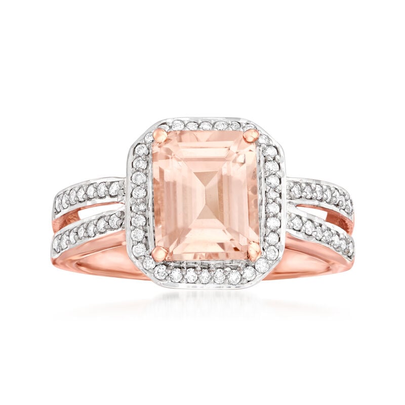 1.70 Carat Morganite and .26 ct. t.w. Diamond Ring in 14kt Rose Gold image number 0