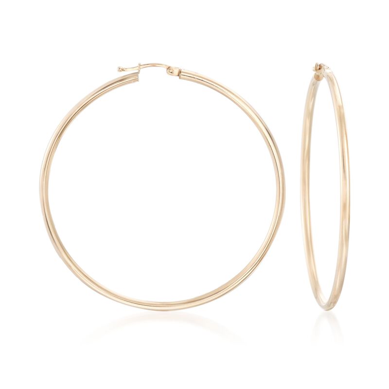 60mm 14kt Yellow Gold Hoop Earrings. 2 3/8&quot; image number 0