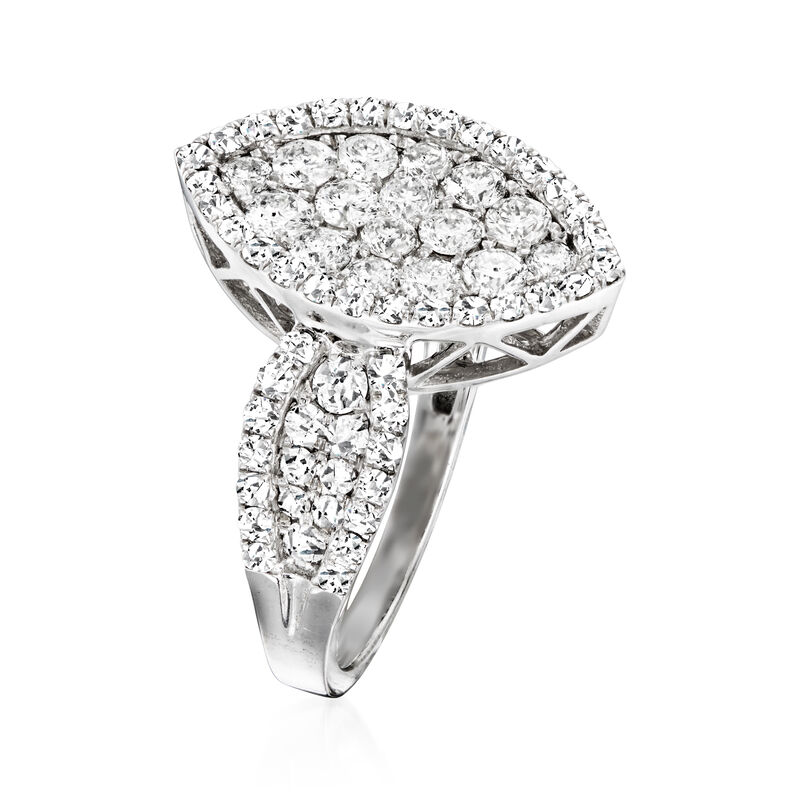 C. 1990 Vintage 1.70 ct. t.w. Diamond Marquise-Shaped Cluster Dinner Ring in 14kt White Gold. Size 6.5 image number 2