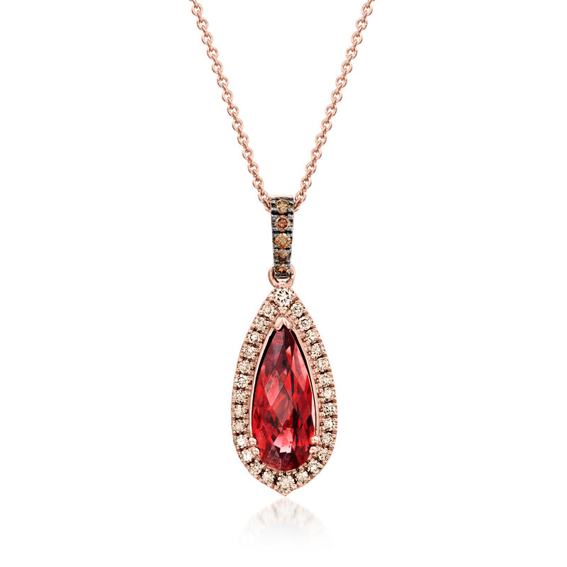 Le Vian 1.80 Carat Pomegranate Garnet Pendant Necklace with .22 ct. t.w. Chocolate and Nude Diamonds in 14kt Strawberry Gold  image number 0