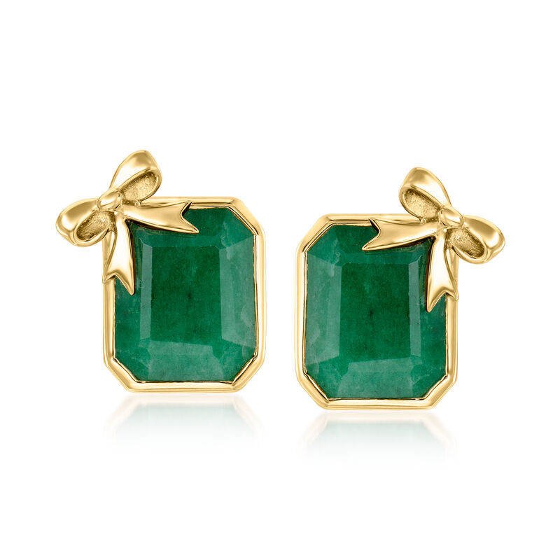 7.50 ct. t.w. Emerald Bow Earrings in 18kt Gold Over Sterling image number 0