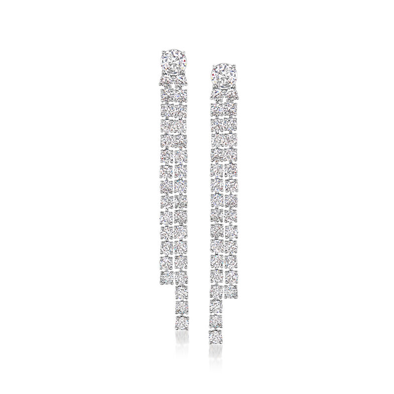 Rhodium-Plated Two-Row Linear Drop Earrings with 7.75 ct. t.w. CZs image number 0