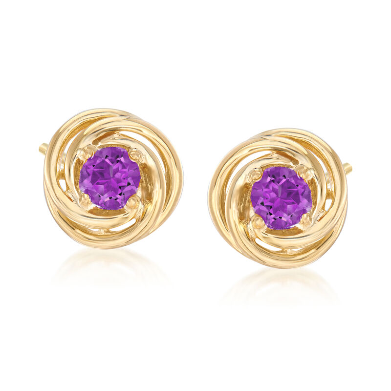 1.00 ct. t.w. Amethyst Love Knot Earrings in 18kt Gold Over Sterling Silver image number 0