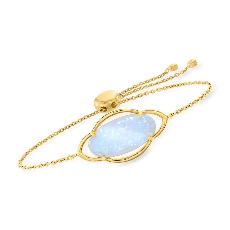Simulated Opal Bolo Bracelet in 18kt Gold Over Sterling image number 0