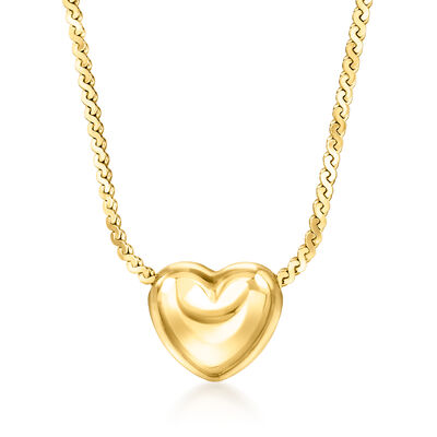 Italian 18kt Gold Over Sterling Puffed Heart Necklace