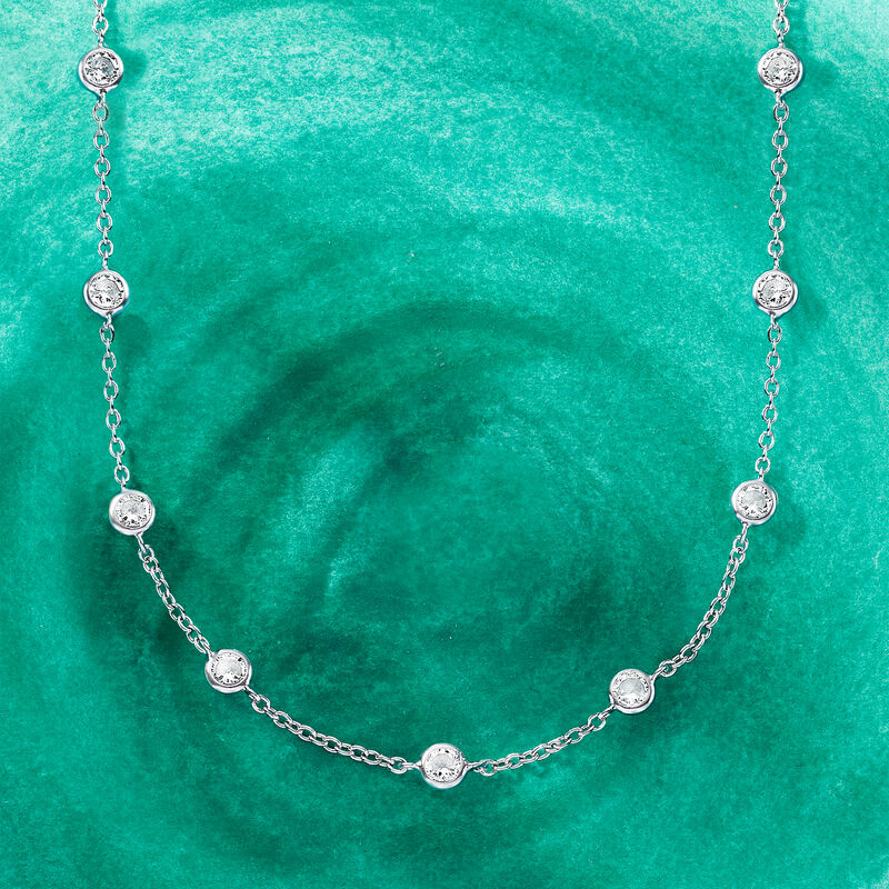 4.50 ct. t.w. Bezel-Set CZ Station Necklace in Sterling Silver image number 6