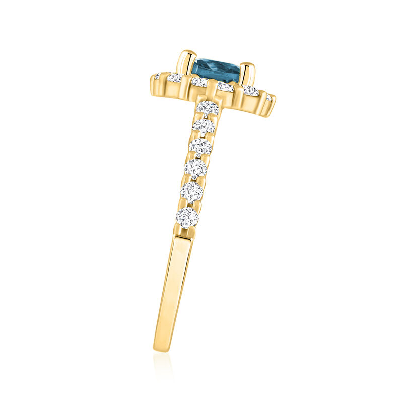 1.20 Carat London Blue Topaz Ring with .65 ct. t.w. Diamonds in 14kt Yellow Gold image number 1