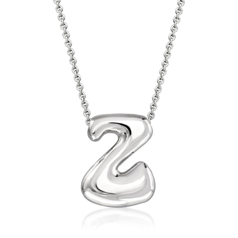 Sterling Silver-Plated Bubble Letter Initial Necklace image number 1
