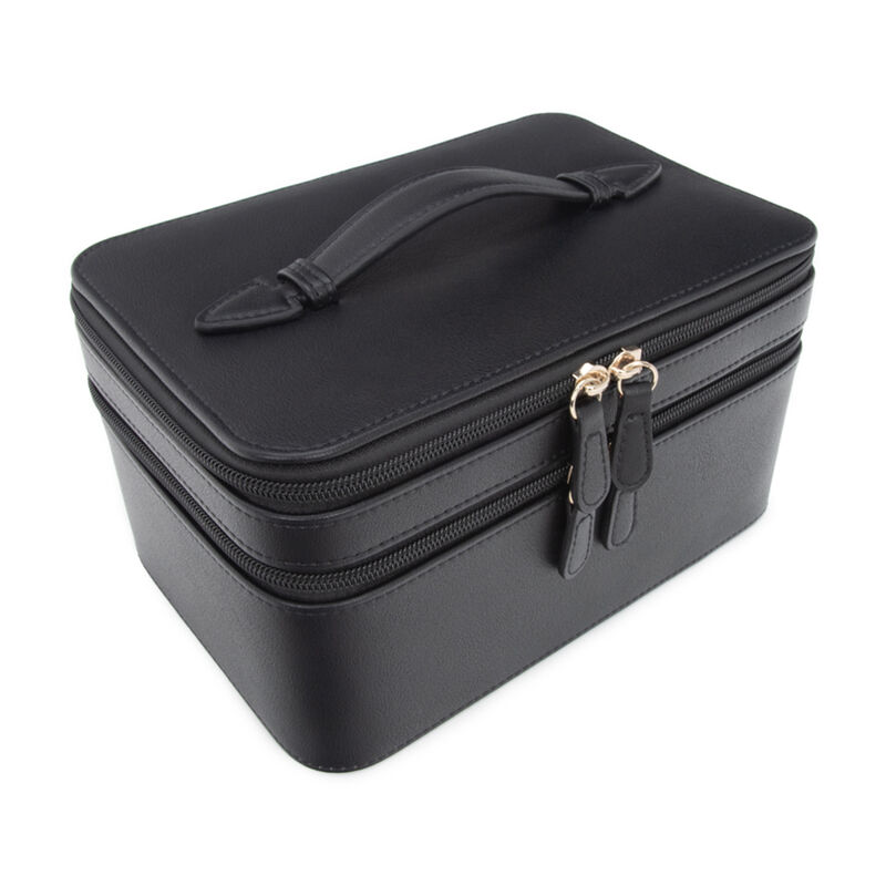Brouk & Co. "Abby" Black Faux Leather Travel Jewelry and Cosmetics Case image number 1