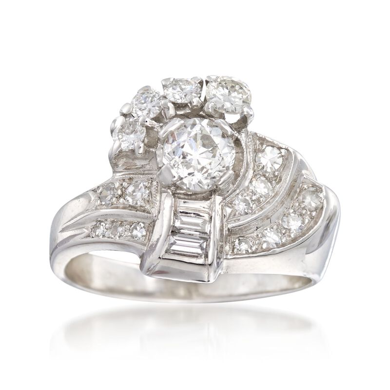 C. 1950 Vintage 1.06 ct. t.w. Multi-Cut Diamond Cluster Ring in Platinum. Size 5.5 image number 0