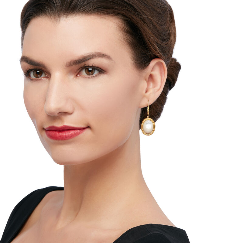21.4x4.7mm Mother-Of-Pearl Drop Earrings in 18kt Yellow Gold Over Sterling Silver image number 1