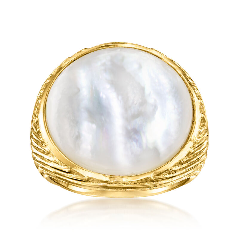 Round Mother-of-Pearl Ring in 18kt Gold Over Sterling image number 0