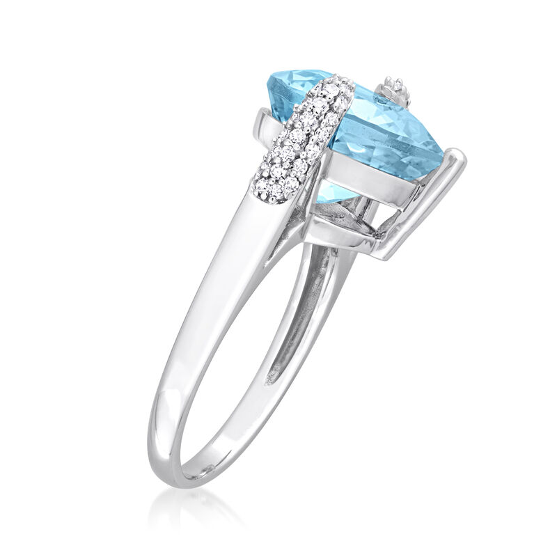 7.00 Carat Sky Blue Topaz Heart Ring with .22 ct. t.w. Diamonds in 14kt White Gold image number 1