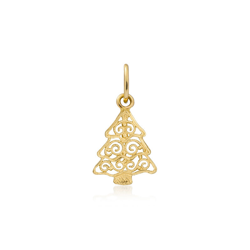 Italian 14kt Yellow Gold Filigree Christmas Tree Charm image number 1