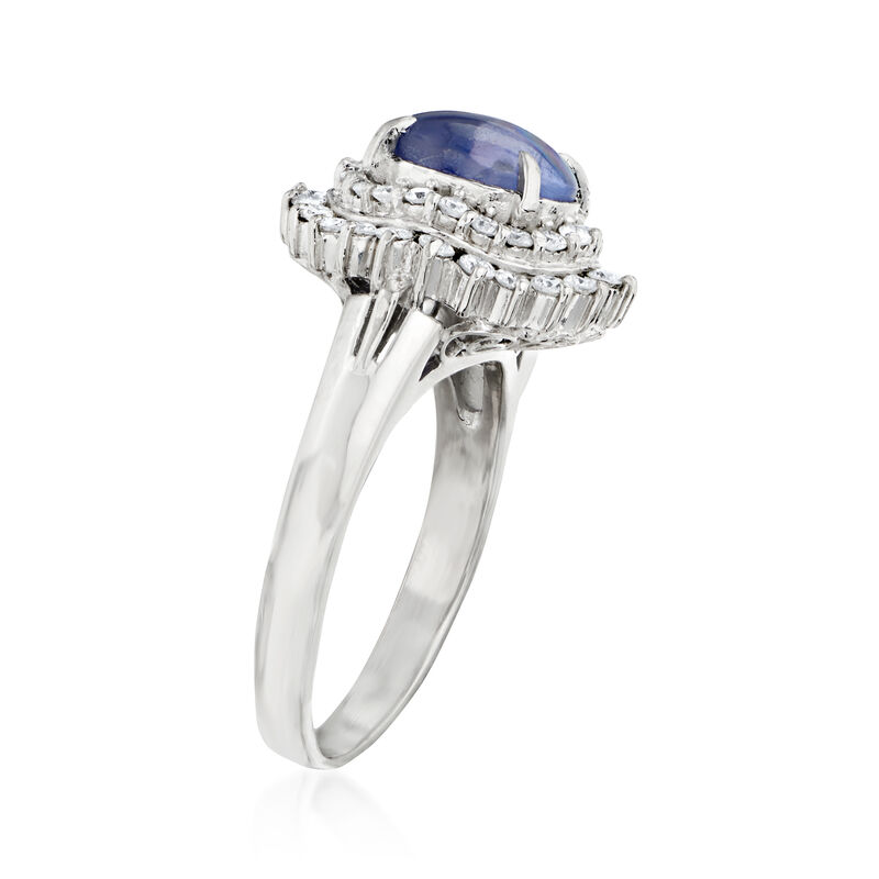 C. 1980 Vintage 2.90 Carat Star Sapphire and .59 ct. t.w. Diamond Ring in Platinum. Size 7 image number 1