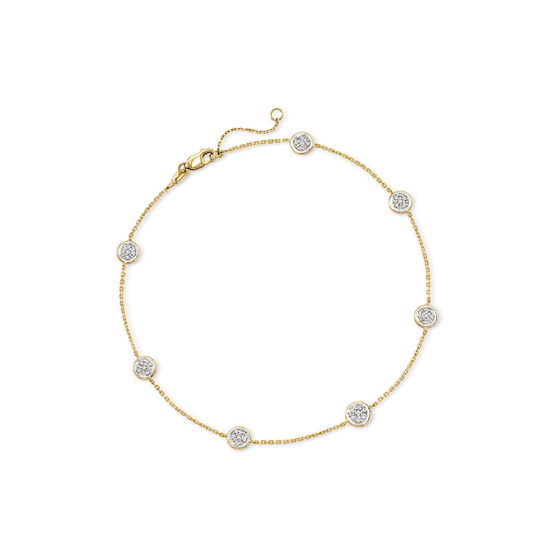 .25 ct. t.w. Pave Diamond Station Anklet in 14kt Yellow Gold. 9&quot; image number 0