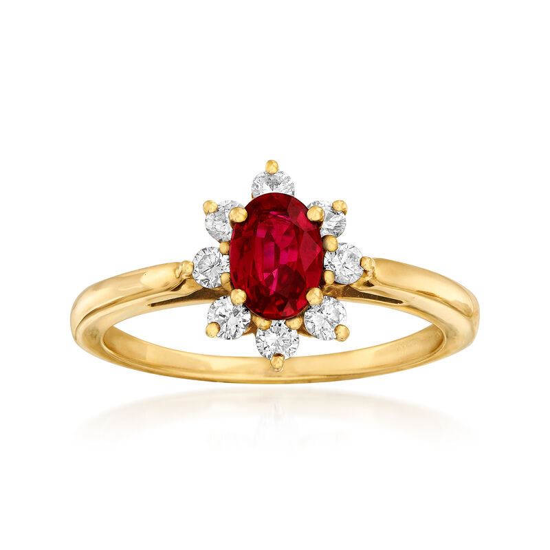 C. 1980 Vintage Tiffany Jewelry .65 Carat Ruby and .35 ct. t.w. Diamond Ring in 18kt Yellow Gold. Size 7 image number 0