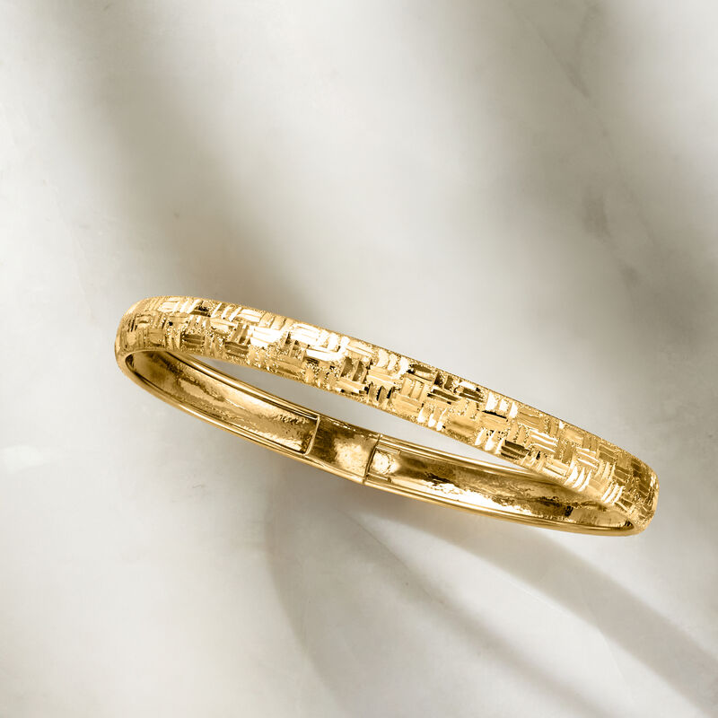 10kt Yellow Gold Basketweave-Pattern Bangle Bracelet image number 2