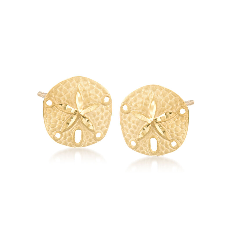 14kt Yellow Gold Sand Dollar Earrings  image number 0