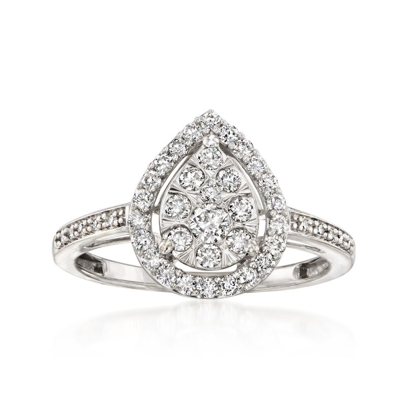 C. 2000 Vintage .50 ct. t.w. Diamond Cluster Ring in 14kt White Gold. Size 6 image number 0