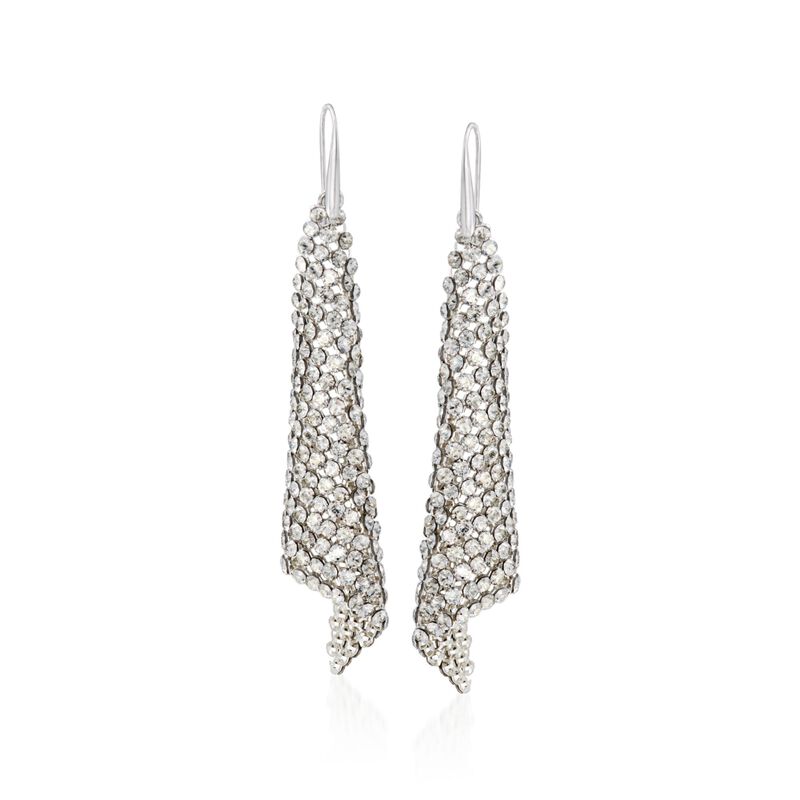 Swarovski Crystal "Fit" Silver Shade Crystal Mesh Drop Earrings in Silvertone image number 0