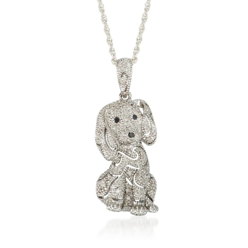 .15 ct. t.w. Diamond Dog Pendant Necklace in Sterling Silver  image number 0