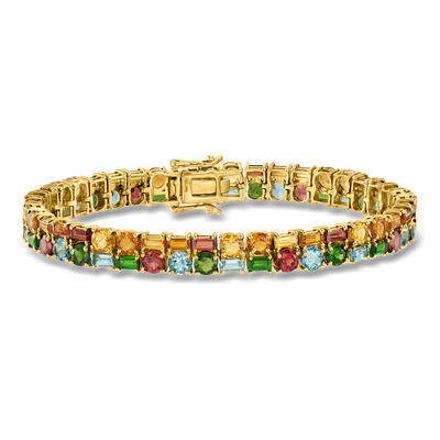 14.00 ct. t.w. Multi-Gemstone Bracelet in 18kt Gold Over Sterling