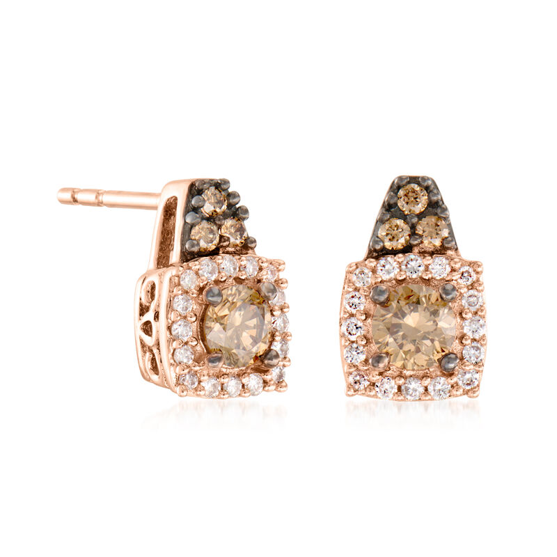 Le Vian "Chocolatier" .36 ct. t.w. Chocolate Diamond Earrings with .10 ct. t.w. Vanilla Diamonds in 14kt Strawberry Gold image number 2