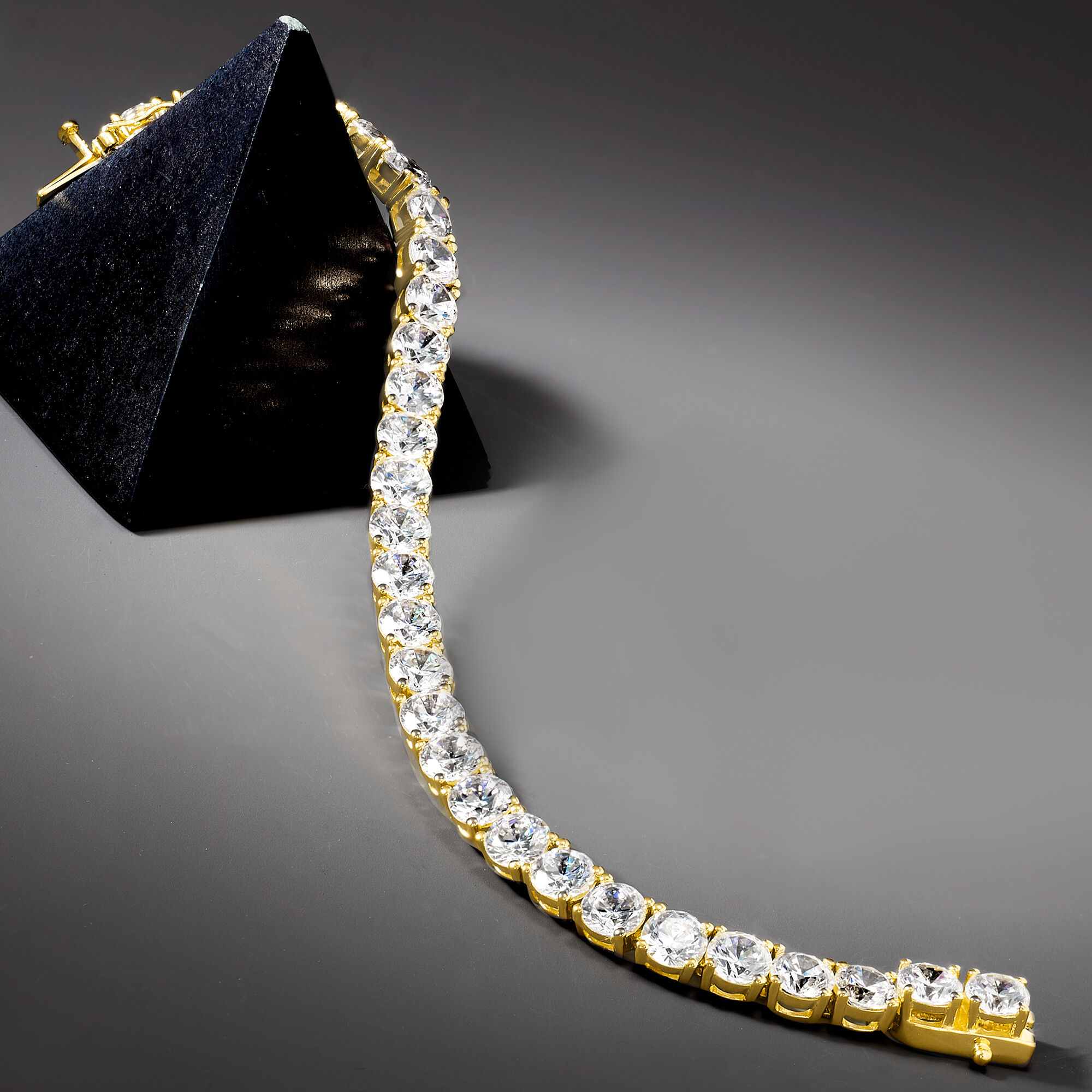 23.00 ct. t.w. CZ Tennis Bracelet in 18kt Gold Over Sterling