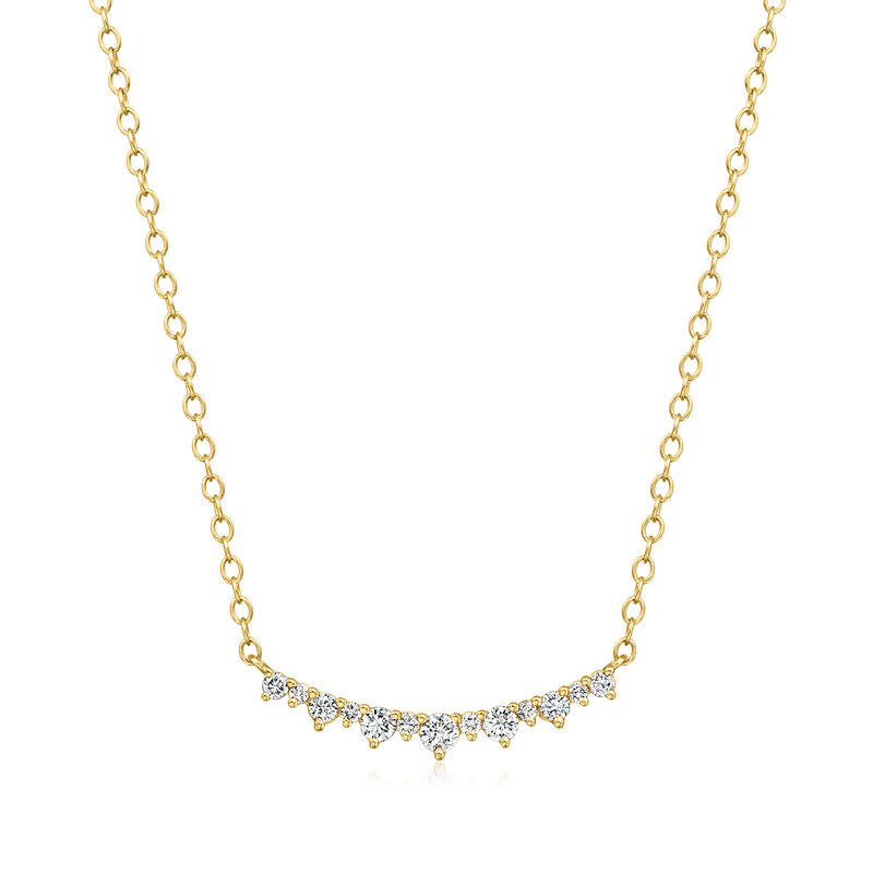 .25 ct. t.w. Lab-Grown Diamond Curved Bar Necklace in 18kt Gold Vermeil. 16&quot; image number 1