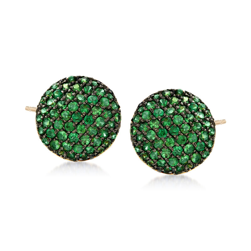 1.10 ct. t.w. Tsavorite Stud Earrings in 14kt Yellow Gold with Black Rhodium image number 0
