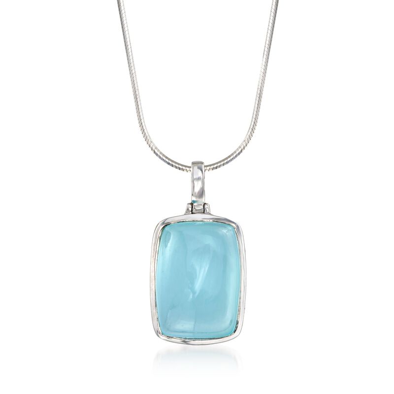 Blue Chalcedony Pendant in Sterling Silver image number 0