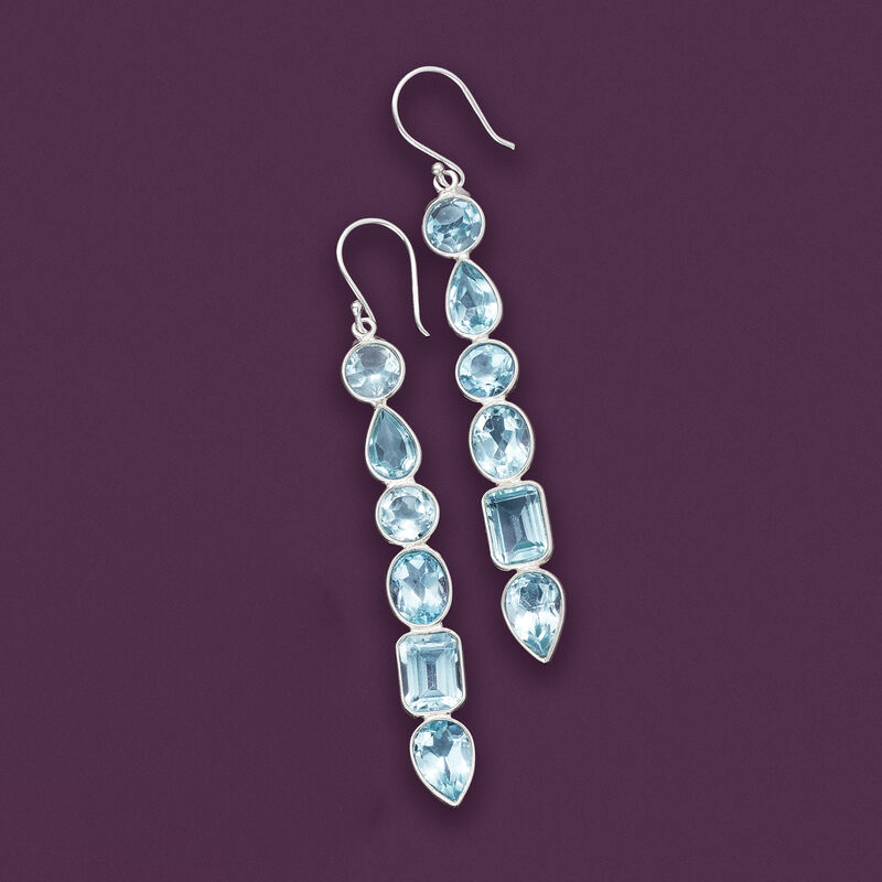 12.90 ct. t.w. Sky Blue Topaz Drop Earrings in Sterling Silver image number 4