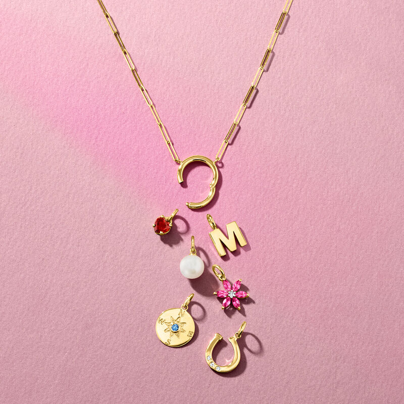 Sapphire Compass Charm in 14kt Yellow Gold image number 2