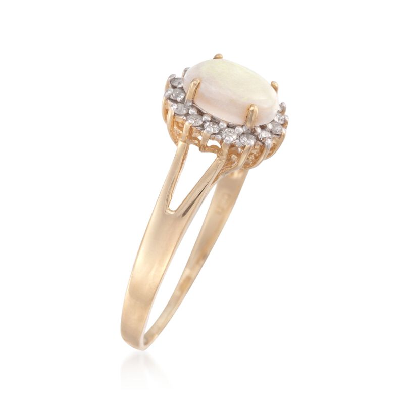 Opal and .20 ct. t.w. Diamond Ring in 14kt Yellow Gold image number 2