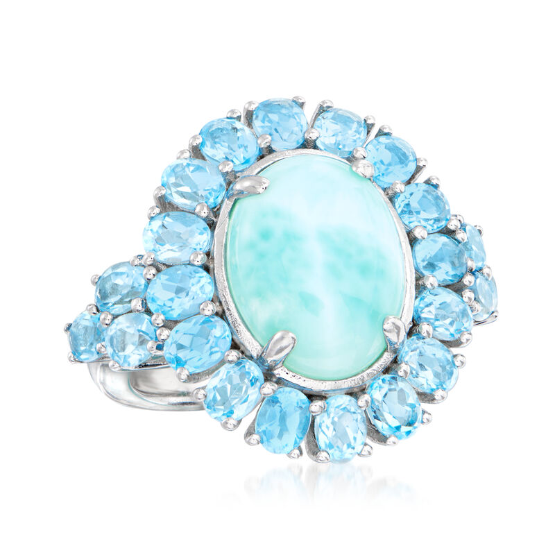 Larimar and 2.20 ct. t.w. Blue Topaz Ring in Sterling Silver image number 3