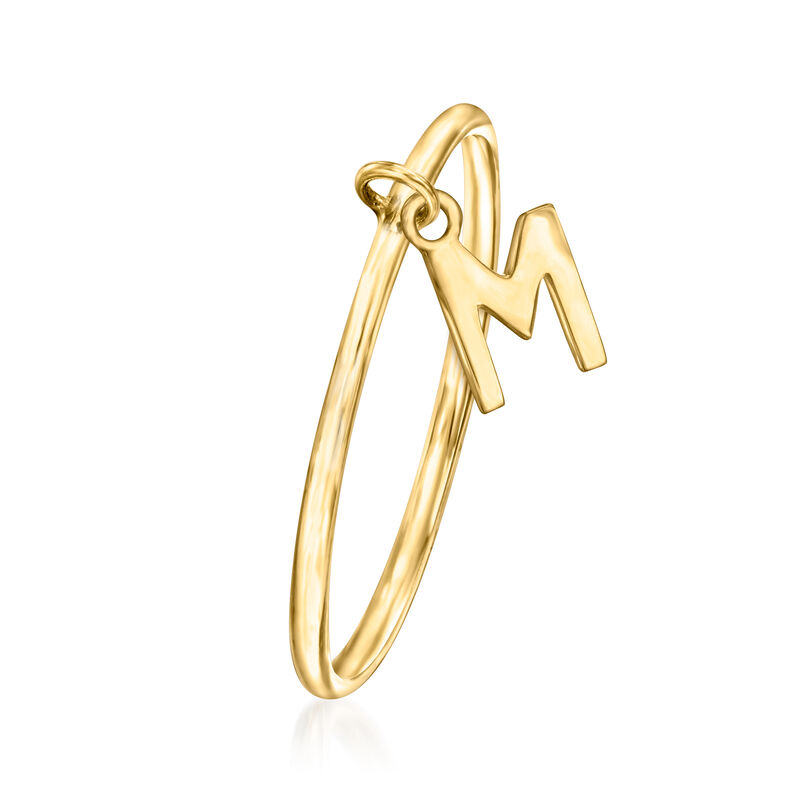 14kt Yellow Gold "M" Initial Charm Ring image number 2