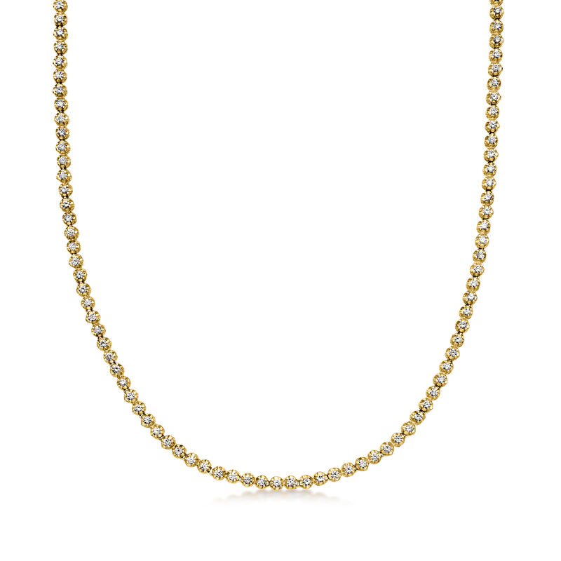 C. 1990 Vintage 3.30 ct. t.w. Diamond Tennis Necklace in 10kt Yellow Gold. 15.5" image number 0