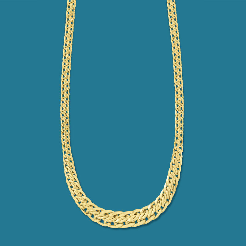 Italian 14kt Yellow Gold Graduated Modified Wheat-Link Necklace. 20&quot; image number 2